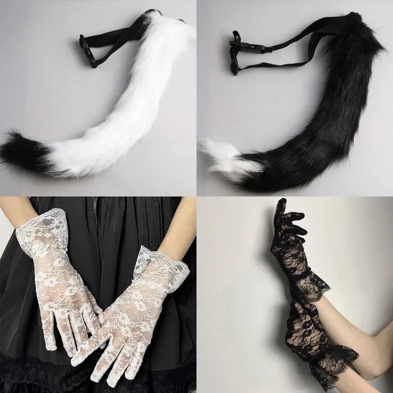 Halloween Cosplay Make-up Fox Shape Face Mask Carnival Stage Party Cartoon Cat Hair Mask Costume Props Sexy Lady Imitation Toy