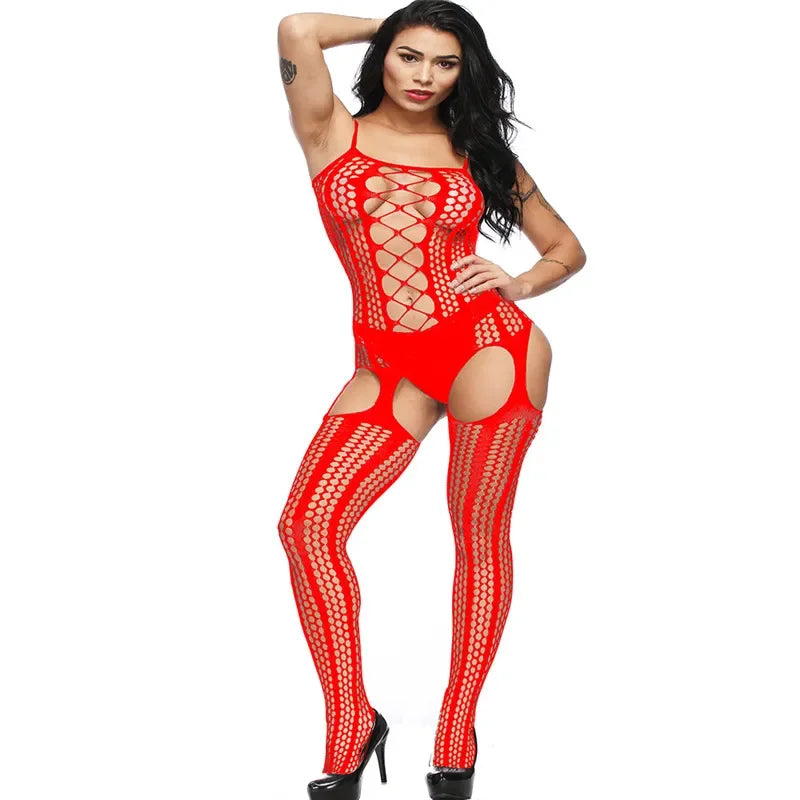 Lencería sexy, medias de cuerpo, body de osito de peluche, body erótico caliente, body con entrepierna abierta, medias de malla elástica, lencería erótica.