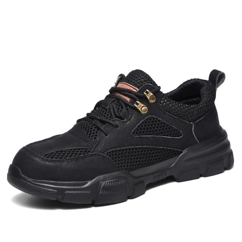 Zapatos de seguridad para hombre y mujer 2024, ligeros, indestructibles, con puntera de acero y plantilla de Kevlar.