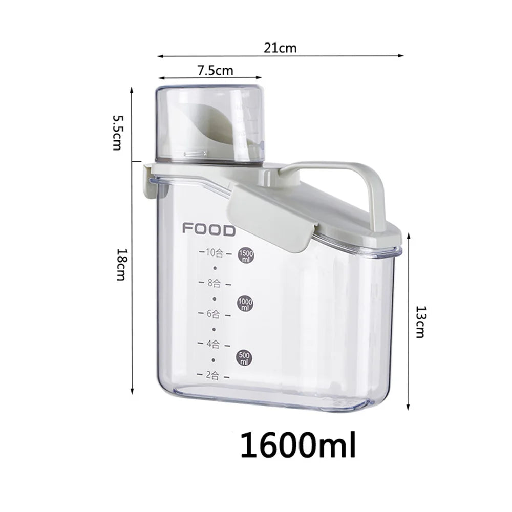 Cubo sellado para comida para mascotas, tanque de almacenamiento de comida para gatos y perros, caja de almacenamiento antimoho liofilizada, tanque de almacenamiento transparente de gran capacidad