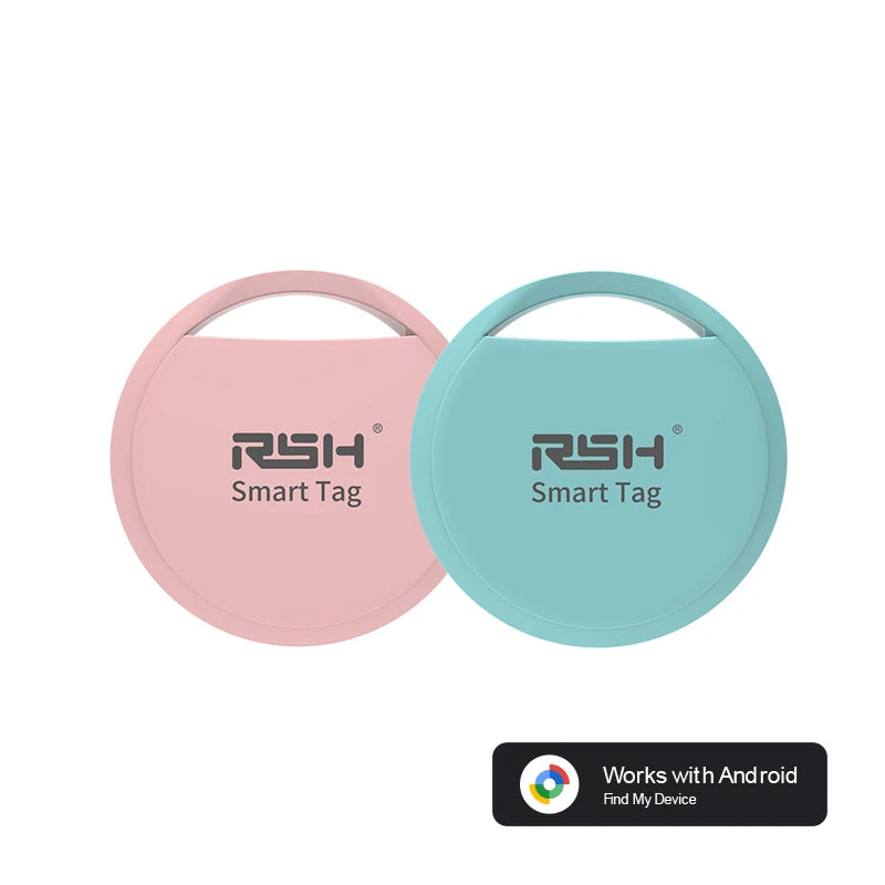 Rastreador GPS Bluetooth original de la marca RSH para teléfonos Android. Funciona con la aplicación Google Find My. Buscador de llaves para mascotas para Xiaomi y Samsung Pixel.