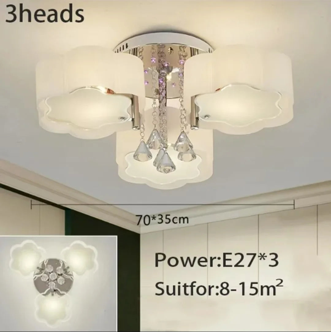 Lámpara de techo LED para sala de estar, moderna, sencilla, cálida, romántica, atmosférica, para el hogar, de cristal de bajo consumo.