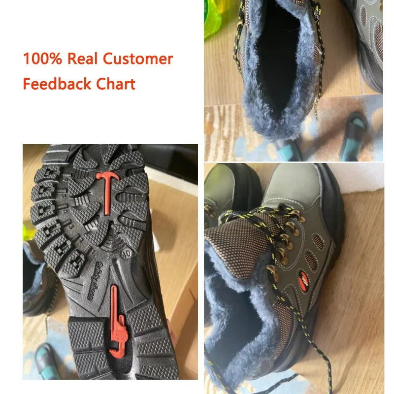 Zapatos de Seguridad 2023 Nuevos Zapatos de Seguridad de Invierno para Hombre, Felpa Abrigada, Alta Calidad, Trabajo al Aire Libre, Tallas Grandes, Sepatu Safety