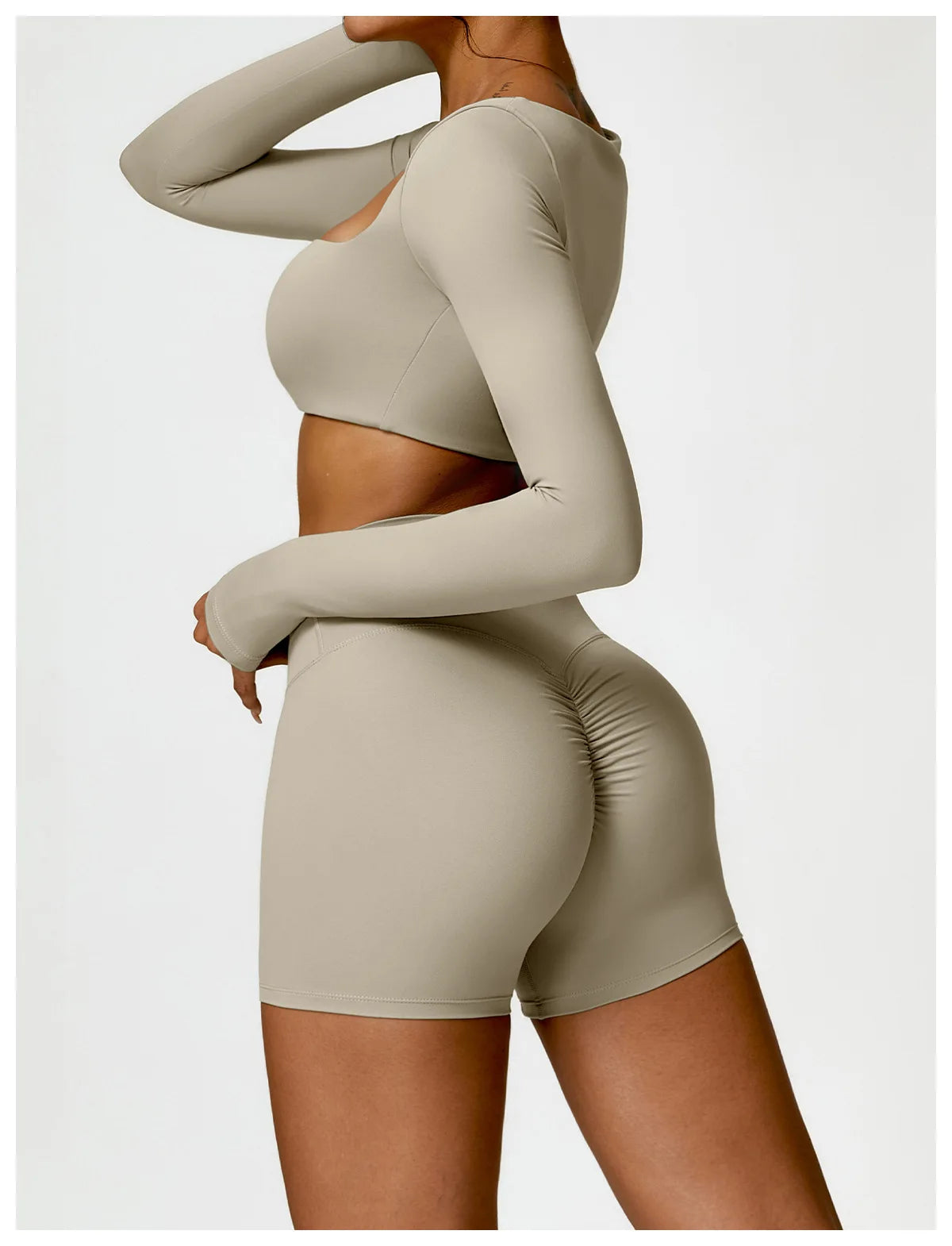 Conjunto de chándal de yoga para mujer, 2 piezas, ropa deportiva para entrenamiento, ropa deportiva, leggings de gimnasio, sujetador de fitness, top corto, trajes deportivos de manga larga