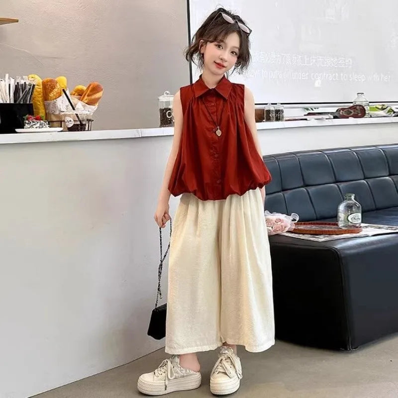 Conjunto de ropa infantil de 7 a 12 años para niña, ropa de verano para niña, 10 piezas, parte superior e inferior, 2025, nueva ropa infantil.