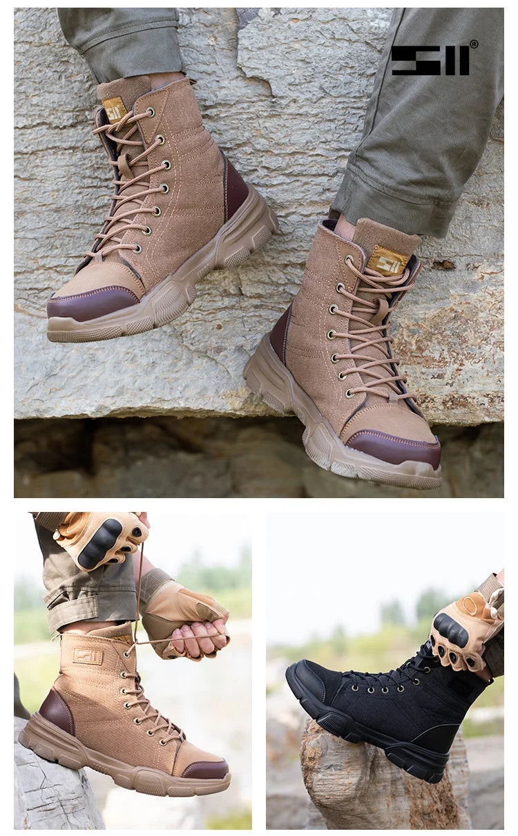 Botas de trabajo nuevas, indestructibles, zapatos de seguridad anti-aplastamiento, zapatos con puntera de acero para hombre, zapatillas a prueba de pinchazos, zapatos de trabajo antideslizantes.