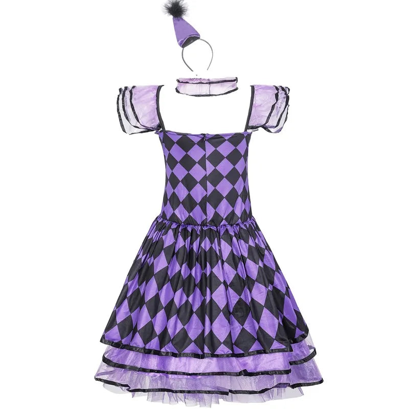 Halloween Carnival Performance Funny Naughty Purple Clown Costume Circus Horror Ghost Role Play Costume