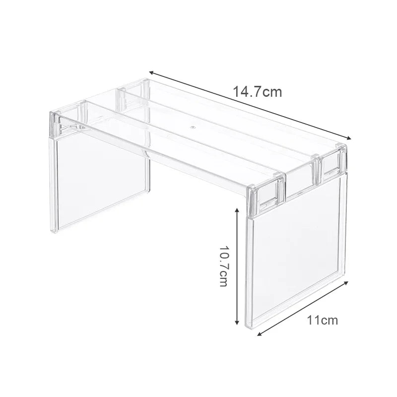 Organizadores de refrigerador, estantes de almacenamiento, separadores en capas para refrigerador, soporte de escritorio transparente, ahorra espacio, accesorios de cocina