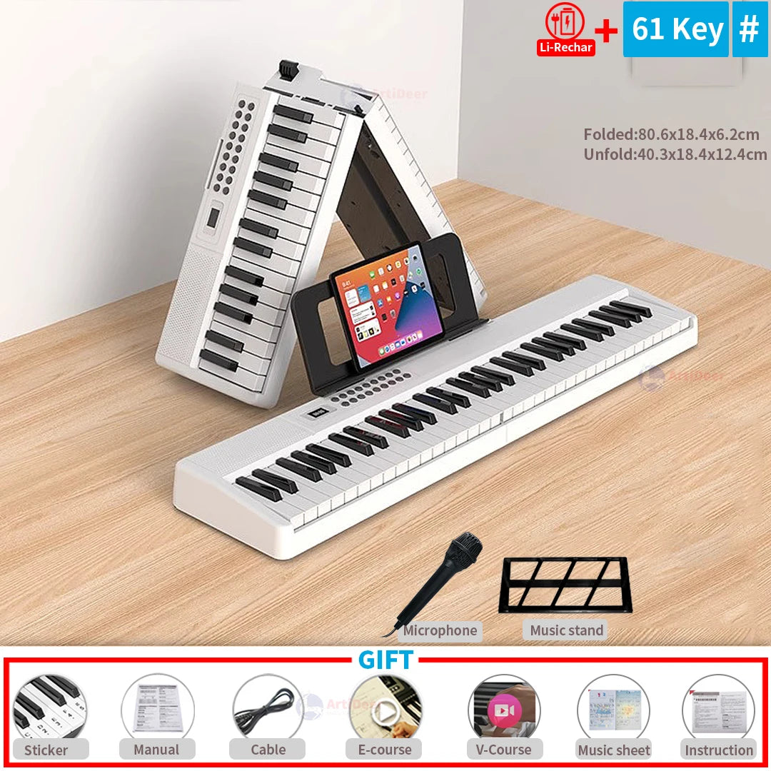 Nuevo piano plegable de 88 teclas, teclado musical MIDI, instrumento musical profesional para niños, sintetizador electrónico portátil para adultos.
