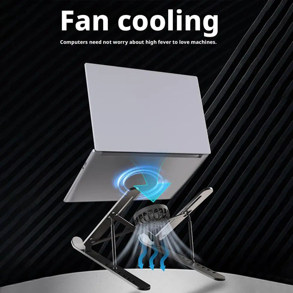 Base de refrigeración de aluminio para portátil con ventiladores: soporte ergonómico ajustable para portátil de 18 pulgadas, soporte plegable para ordenador portátil.