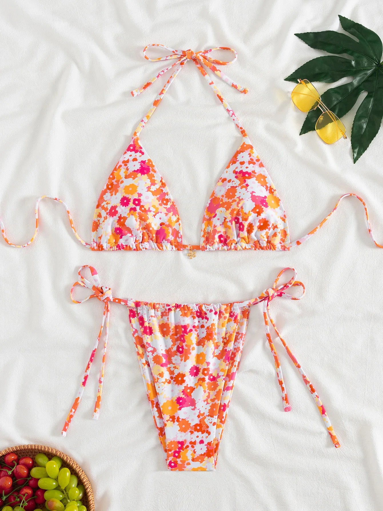 Conjunto de bikini para mujer, novedad de 2025, con tiras laterales ajustables, traje de baño de alta gama, sexy, de dos piezas, para playa, de verano, push up.
