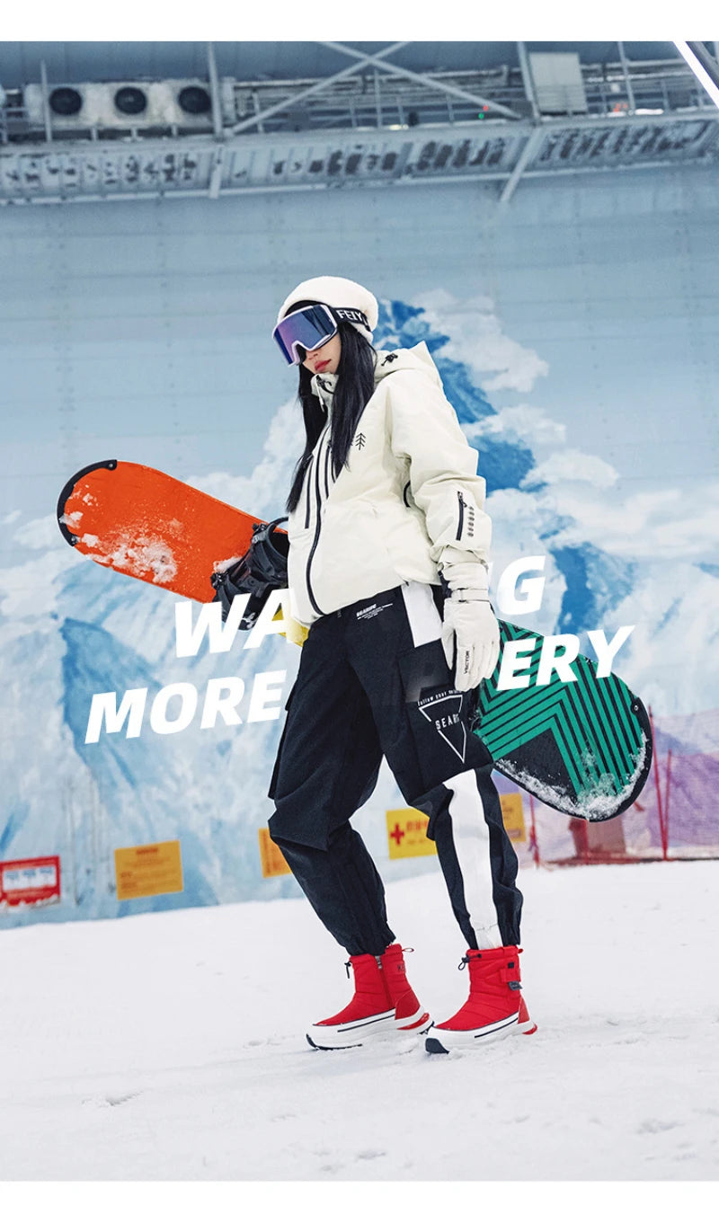 Botas de nieve de invierno para mujer, de terciopelo grueso, de viaje, cálidas, antideslizantes, de algodón, de tubo medio, informales y cómodas.