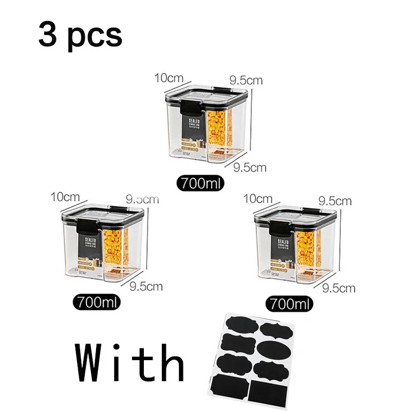 Juego de contenedores de alimentos para mascotas, caja de almacenamiento de 460-1800 ml, transparente, apilable, para cocina, seco, para espaguetis y fideos, recipientes sellados.