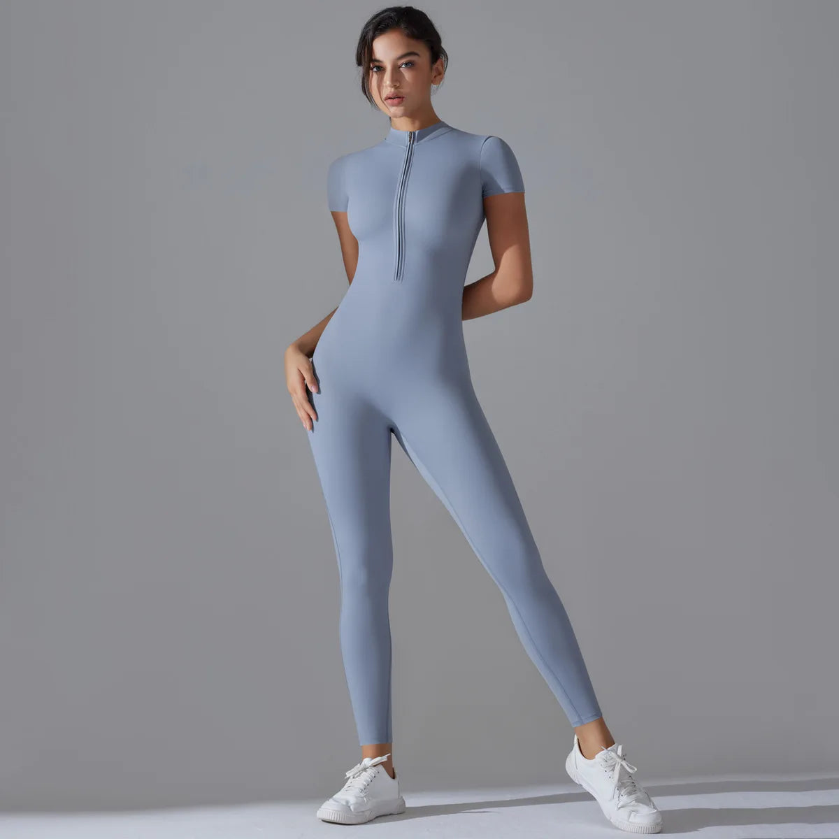 Women Zipper Bodysuits Fitness Sports Bodysuit Yoga Suit Breathable Quick Drying Sports Yoga Clothing Women Gym Push Up Workout