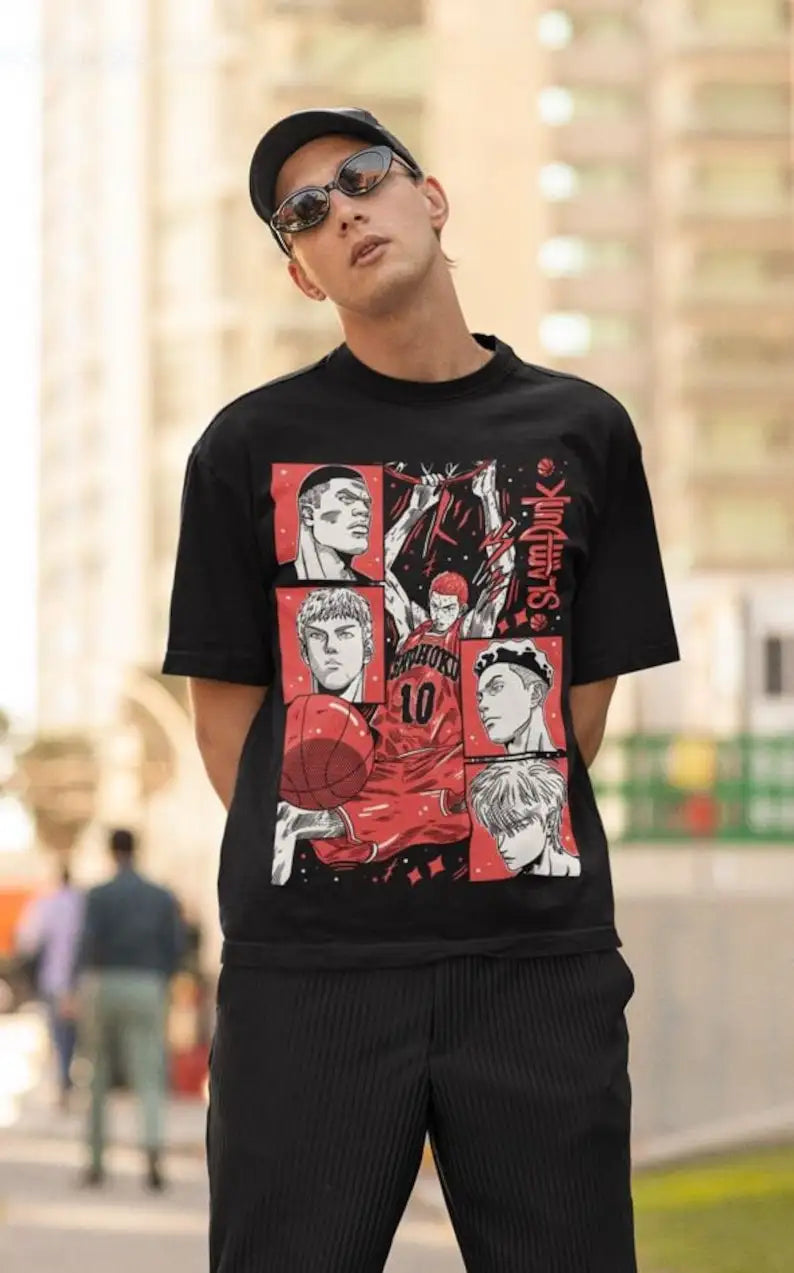 Camiseta de anime de baloncesto de los 90, ropa otaku, camiseta unisex con gráficos de anime