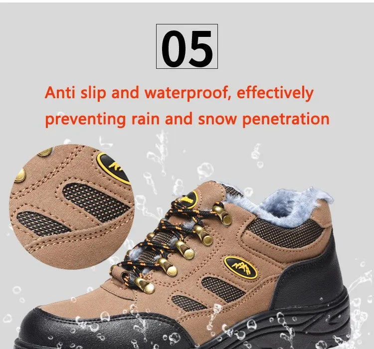 Zapatos de Seguridad 2023 Nuevos Zapatos de Seguridad de Invierno para Hombre, Felpa Abrigada, Alta Calidad, Trabajo al Aire Libre, Tallas Grandes, Sepatu Safety