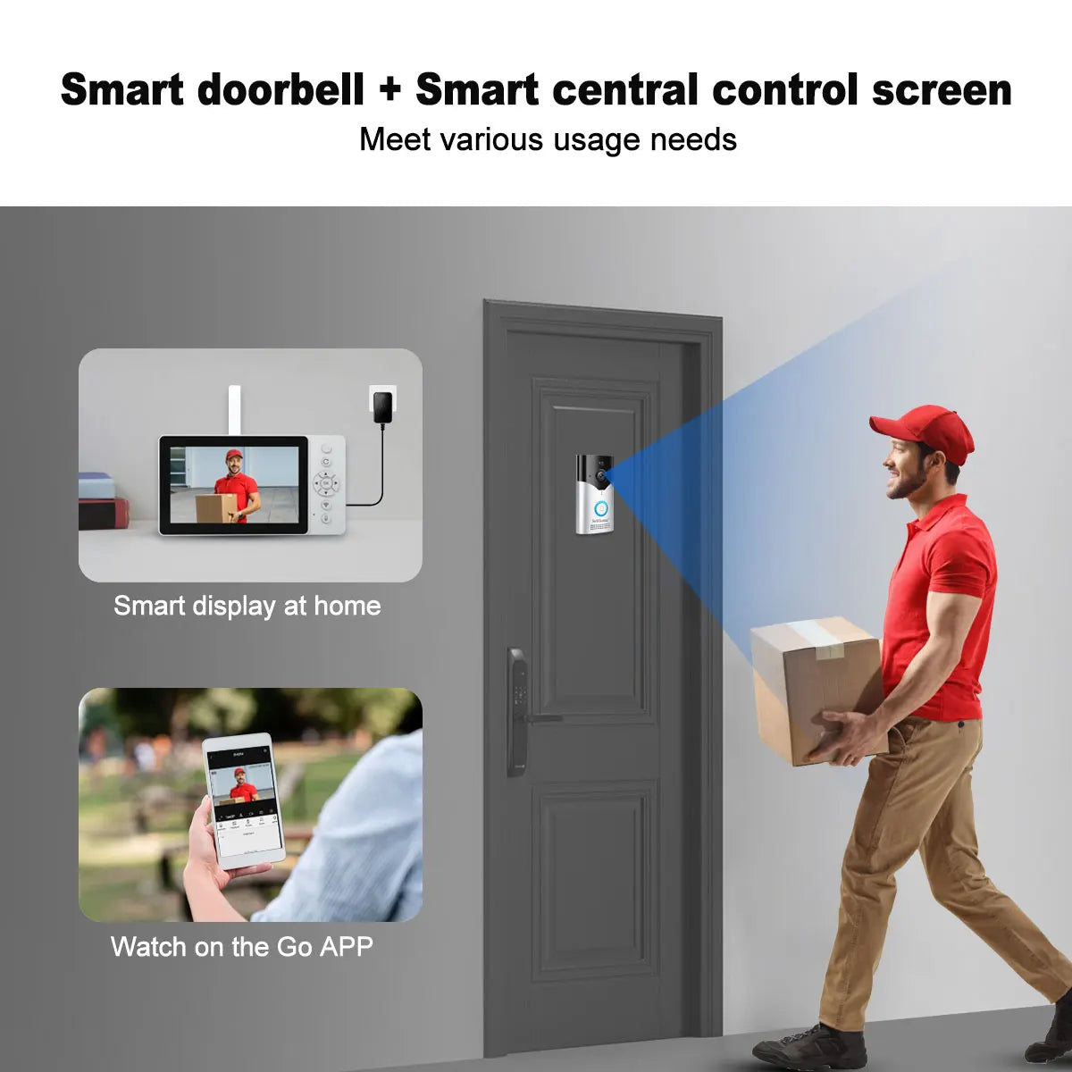 Sistema de timbre Srihome con pantalla HD de 4 MP y 5 pulgadas, monitoreo remoto por teléfono, videoportero de 5000 mAh, visión nocturna, timbre inalámbrico inteligente