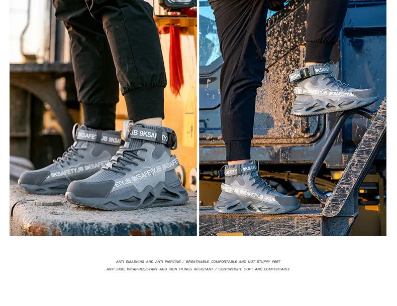 Zapatos de seguridad con puntera de acero para hombre y mujer, botas de trabajo ligeras, transpirables y cómodas, zapatillas de seguridad para la construcción industrial, botas para hombre.