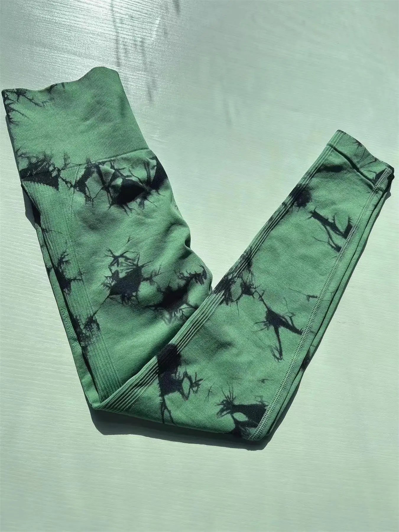 All Seasons Women's Tie Dye Print High Waist Sports Leggings, Breathable Wide Waistband Seamless Skinny Pants for Gym Workout