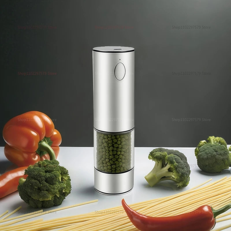 Molinillo de pimienta eléctrico, 2 unidades, recargable por USB, automático, ajustable, con iluminación LED, herramienta de cocina