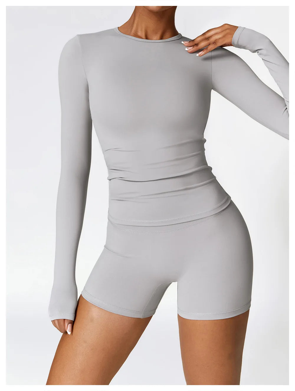 2PCS Seamless Yoga Set Women Workout Set Sportswear Gym Clothing Fitness Long Sleeve Crop Top High Waist Leggings Sports Suits