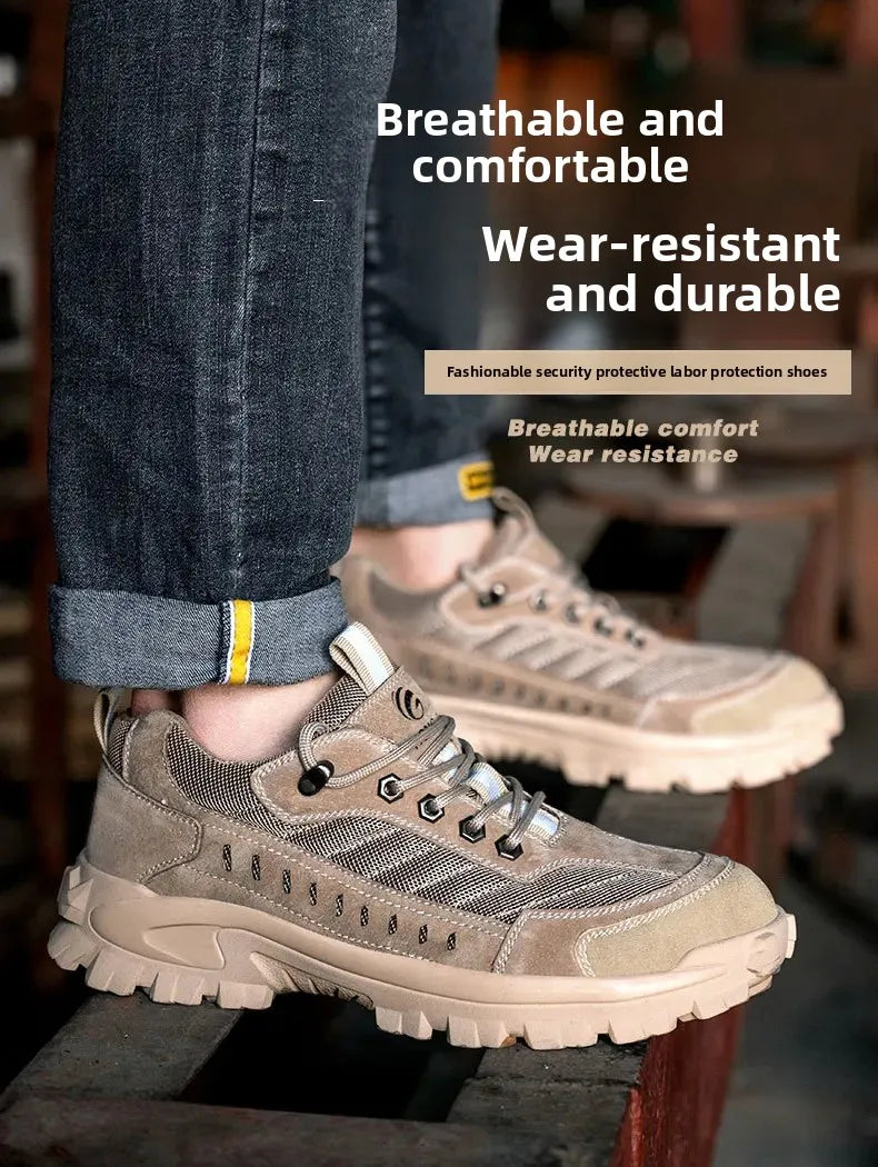 Spring New Men's Steel Toe Safety Shoes Breathable Work Shoes Anti Crush And Piercing High Temperature Resistant Wear Proof
