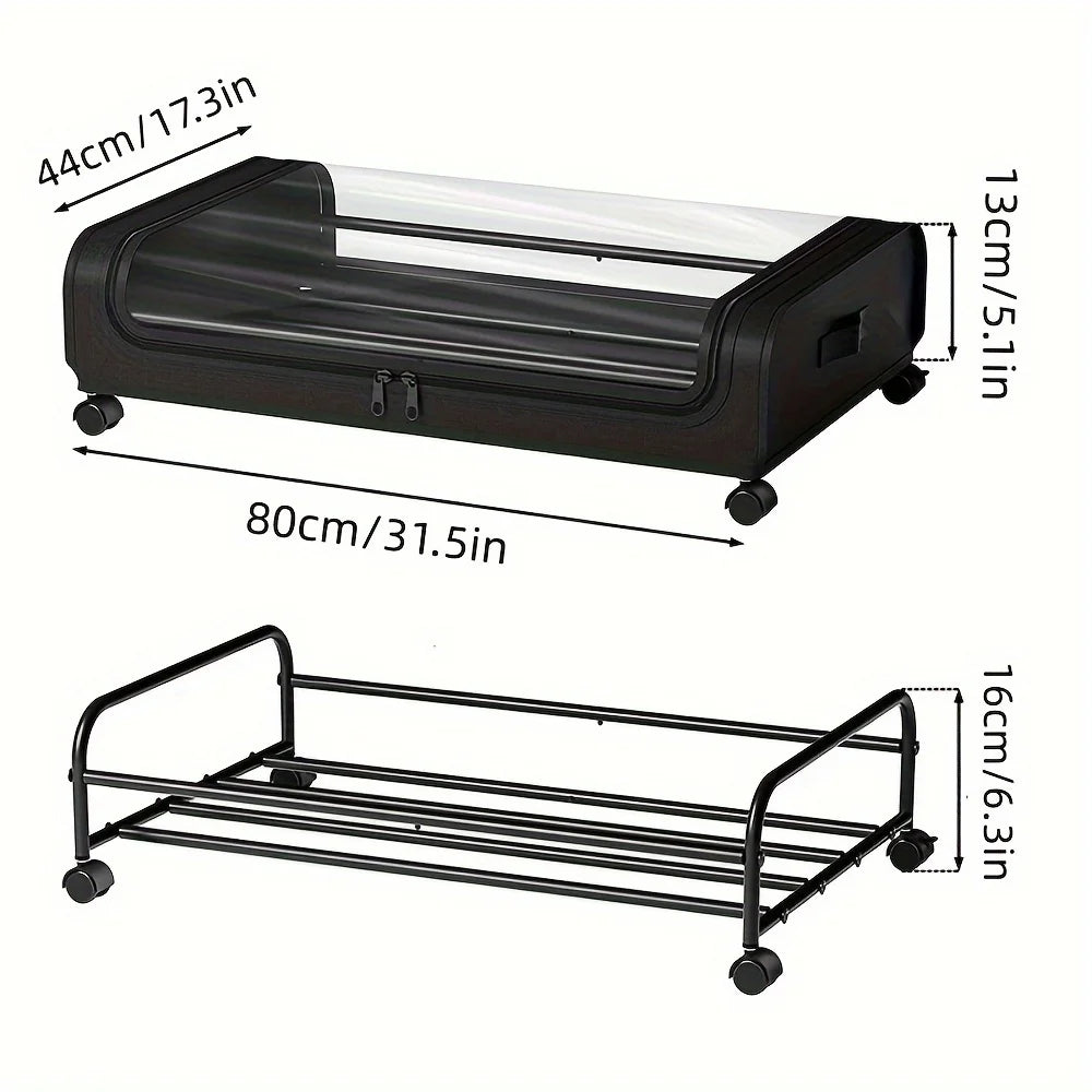 Organizador de almacenamiento debajo de la cama: contenedores con ruedas y tapa para ropa, ropa de cama, zapatos, mantas, libros, juguetes y organización del hogar.