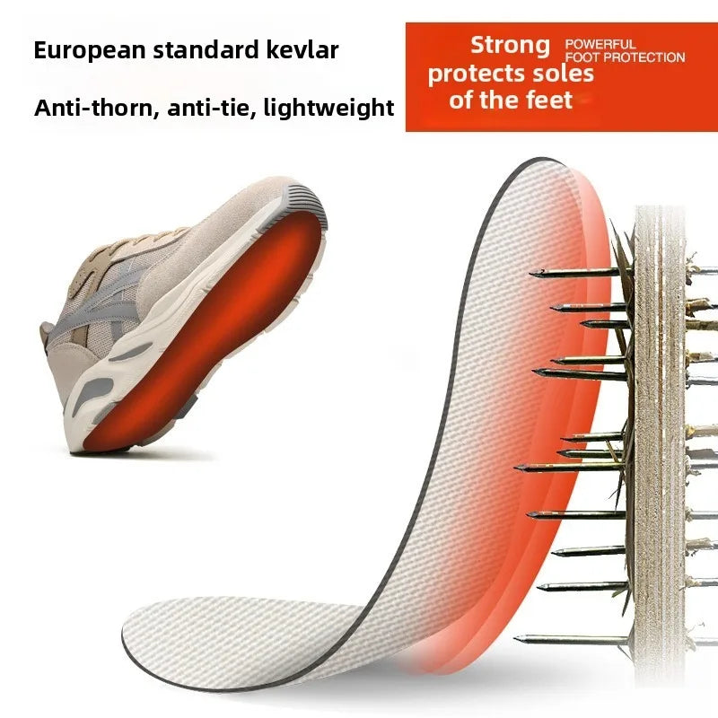Nuevos zapatos de protección laboral ligeros y transpirables para hombres y mujeres, con puntera de acero antiaplastamiento y antipinchazos.