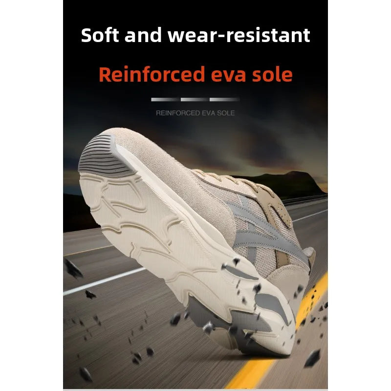 Nuevos zapatos de protección laboral ligeros y transpirables para hombres y mujeres, con puntera de acero antiaplastamiento y antipinchazos.