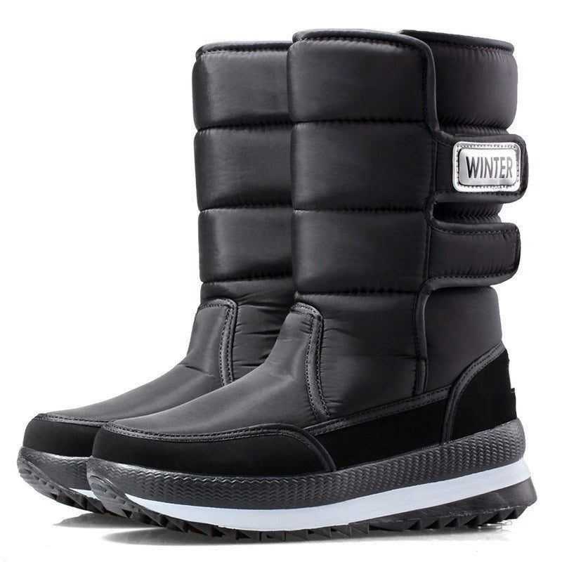 Botas de nieve gruesas, antideslizantes, cálidas, de terciopelo, para hombre y mujer, de algodón, para invierno.