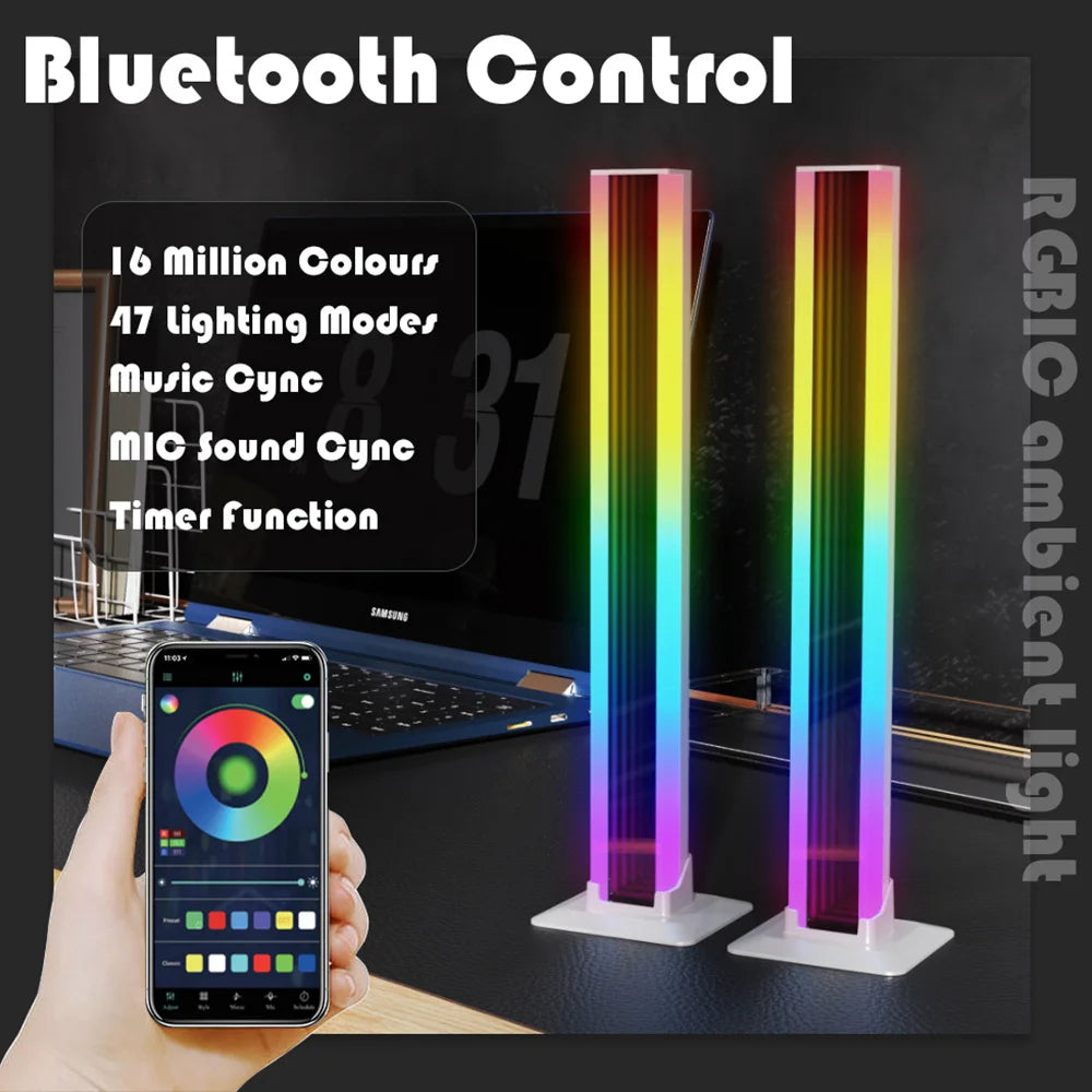 Par de luces LED RGB para decoración de habitaciones, lámpara Abyss con Bluetooth, luz nocturna ambiental, iluminación de ambiente para escritorio, TV, PC, juegos, retroiluminación