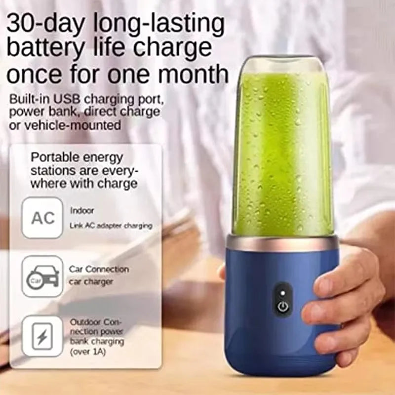 Licuadora portátil multifunción de 2 tazas, con 6 cuchillas, mini licuadora de hielo y extractor de jugo inalámbrico con carga USB.