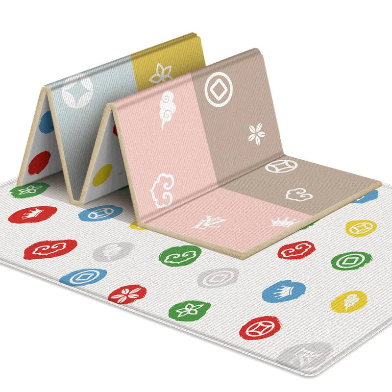 Alfombra plegable de doble cara para niños, tapete de juegos con dibujos animados para bebés, alfombra educativa para actividades para bebés, impermeable y fácil de guardar.