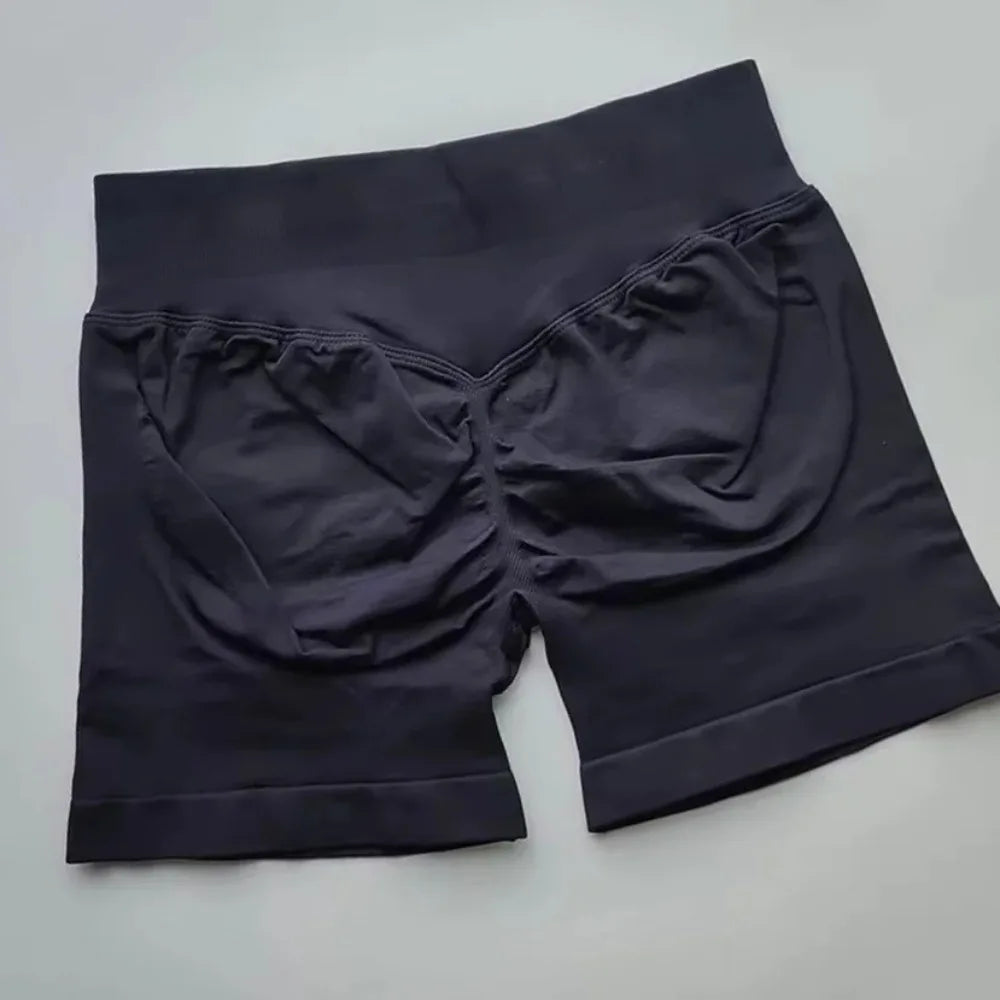 Pantalones cortos deportivos de impacto para mujer, cintura baja acanalada, sin costuras, ajustados, para entrenamiento, gimnasio, pantalones cortos elásticos para correr con cintura alta