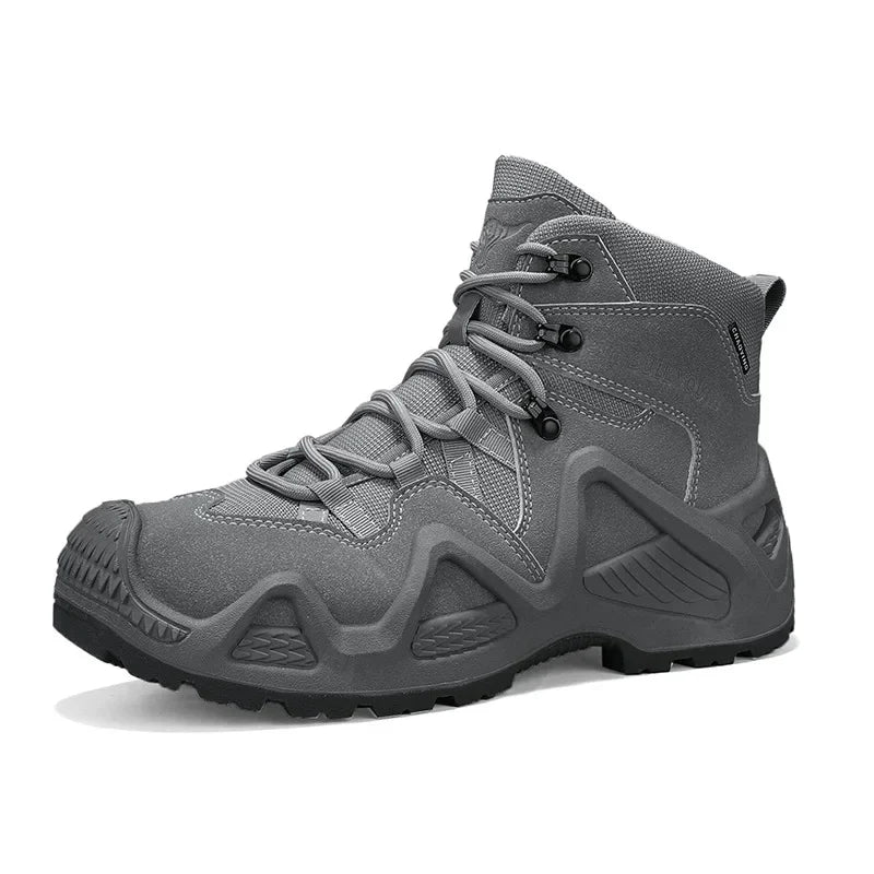 Botas de escalada altas para hombre, antideslizantes, de algodón grueso y cálido, con forro polar, para exteriores, otoño/invierno, talla grande