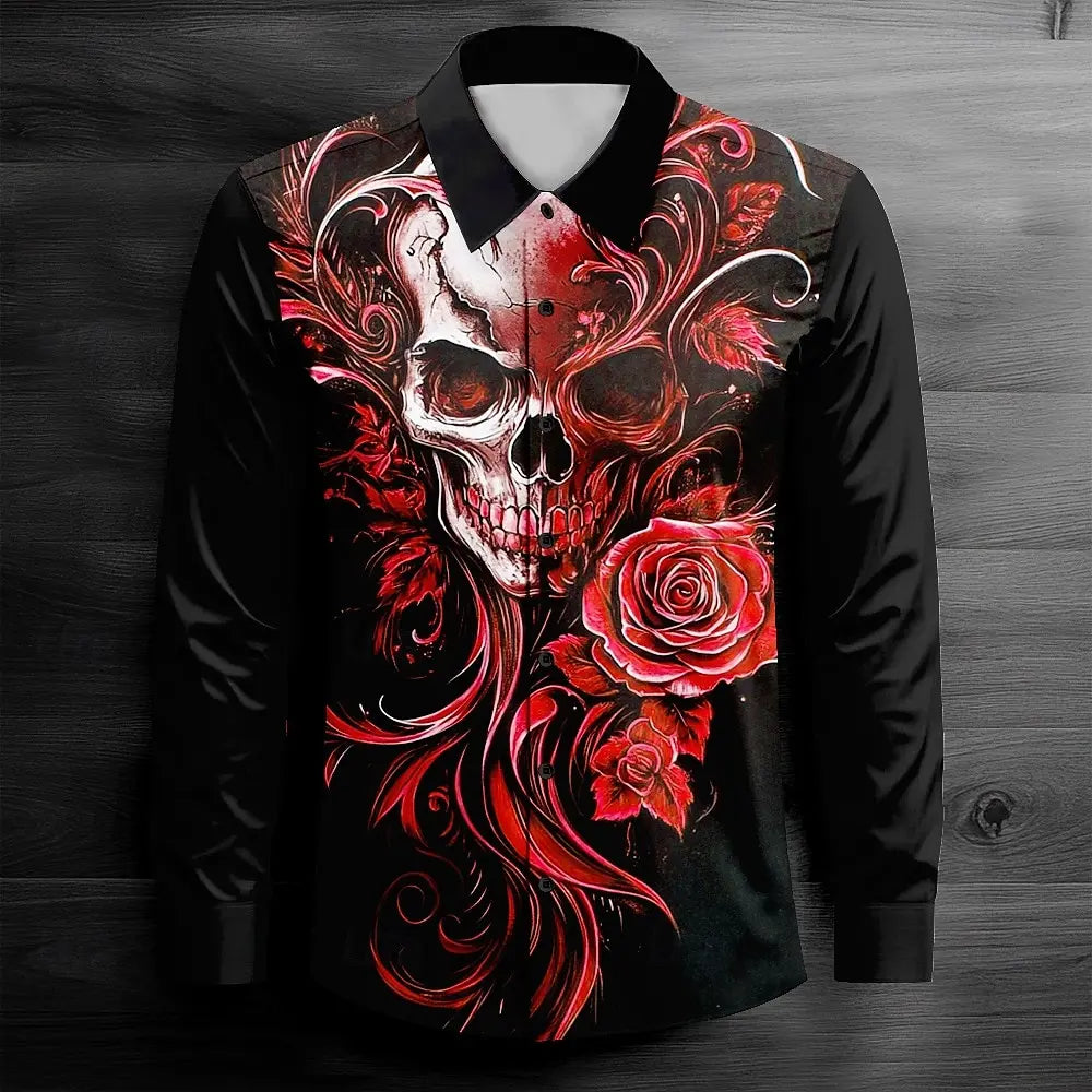 Camisa 3D de manga larga para hombre, estilo casual urbano, suave y cómoda, con un nuevo diseño tridimensional.