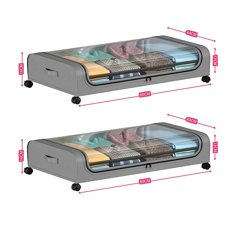Organizador de almacenamiento debajo de la cama: contenedores con ruedas y tapa para ropa, ropa de cama, zapatos, mantas, libros, juguetes y organización del hogar.