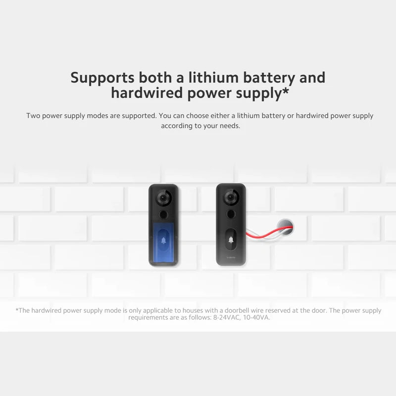 Timbre inteligente Xiaomi 3S 2K Ultra HD con visión nocturna, videoportero, batería de larga duración, reconocimiento humano por IA, compatible con la aplicación Mi Home.
