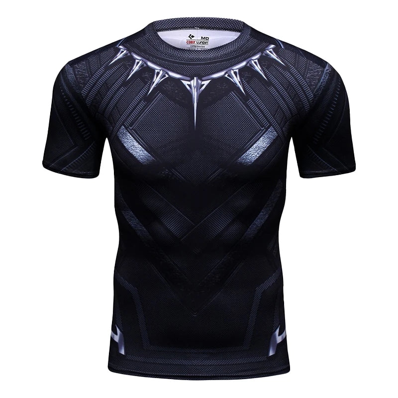 Ropa deportiva Marvel, camiseta de compresión de manga corta para hombre, para entrenamiento, deportes atléticos, fitness, gimnasio, running.