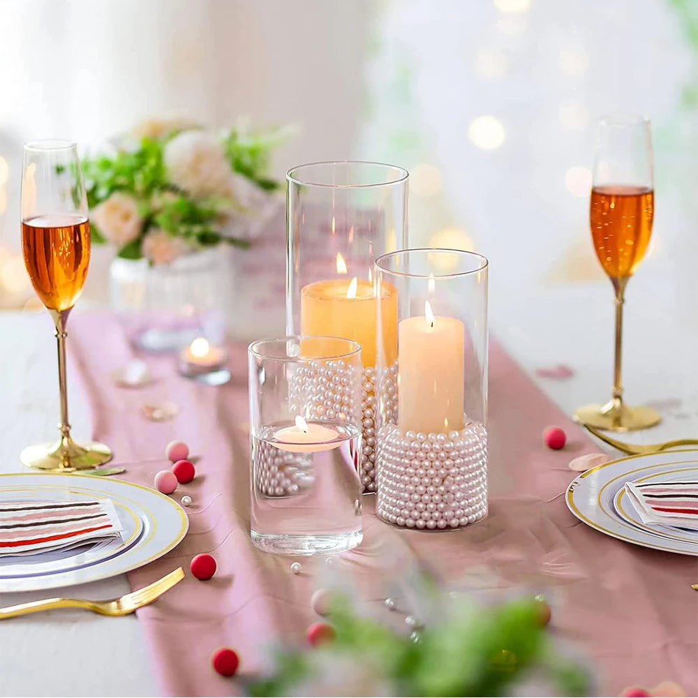 Jarrón alto transparente para centros de mesa, candelabros de vidrio para velas de pilar o flotantes, jarrones redondos para aniversario de bodas