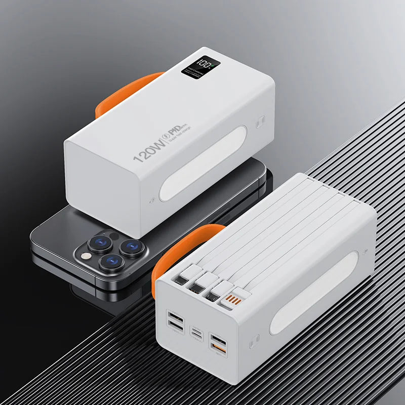 ONEPLUS - Cargador portátil de alta capacidad de 500.000 mAh y 120 W, 4 en 1, con cables y carga rápida para iPhone y Samsung.