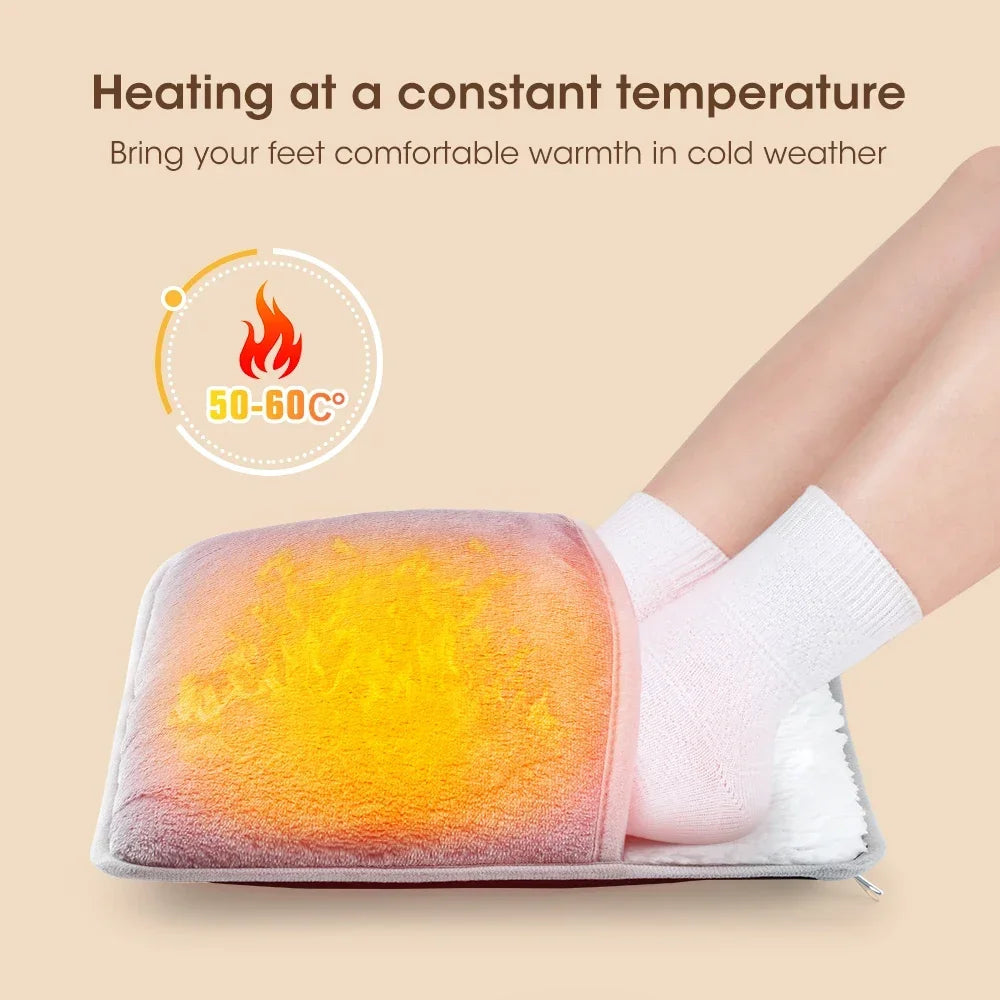 Almohadilla eléctrica para calentar pies de invierno, con carga USB, suave y lavable, para mejorar el sueño y el hogar.