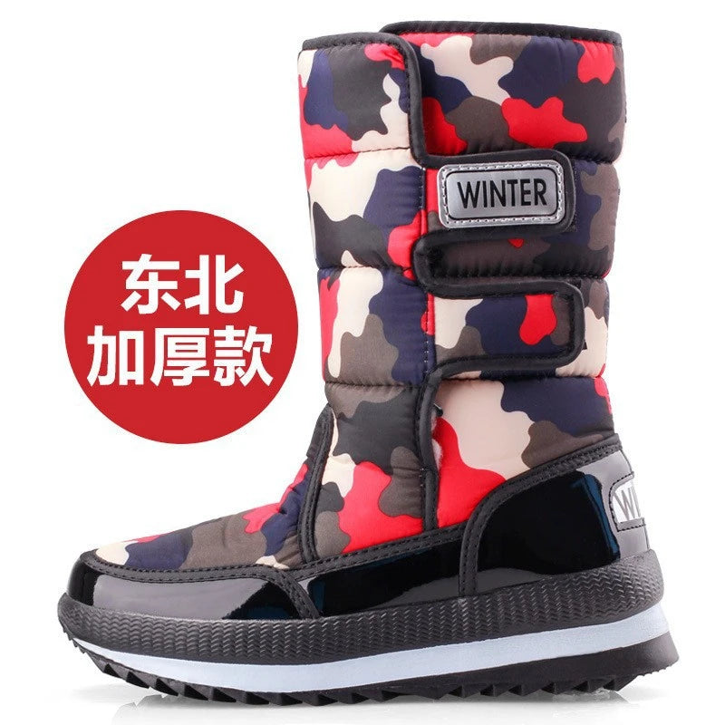 Botas de nieve gruesas, antideslizantes, cálidas, de terciopelo, para hombre y mujer, de algodón, para invierno.