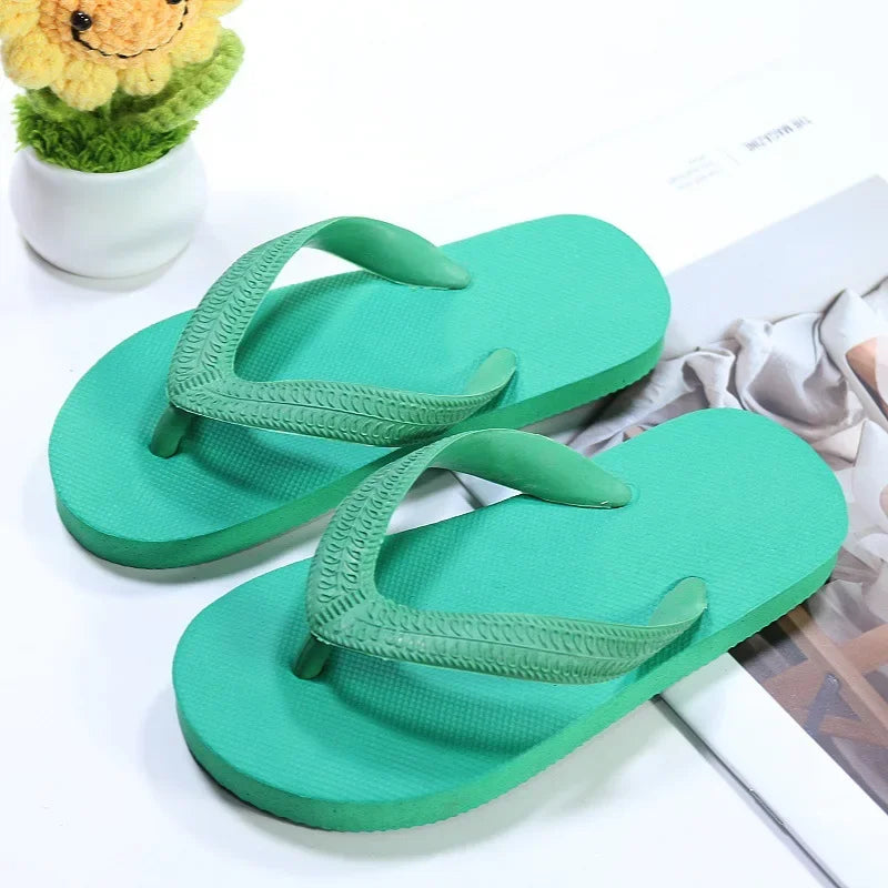 Chanclas de verano para niños 2025, zapatillas de playa de colores brillantes, zapatillas de casa unisex, material EVA de color puro