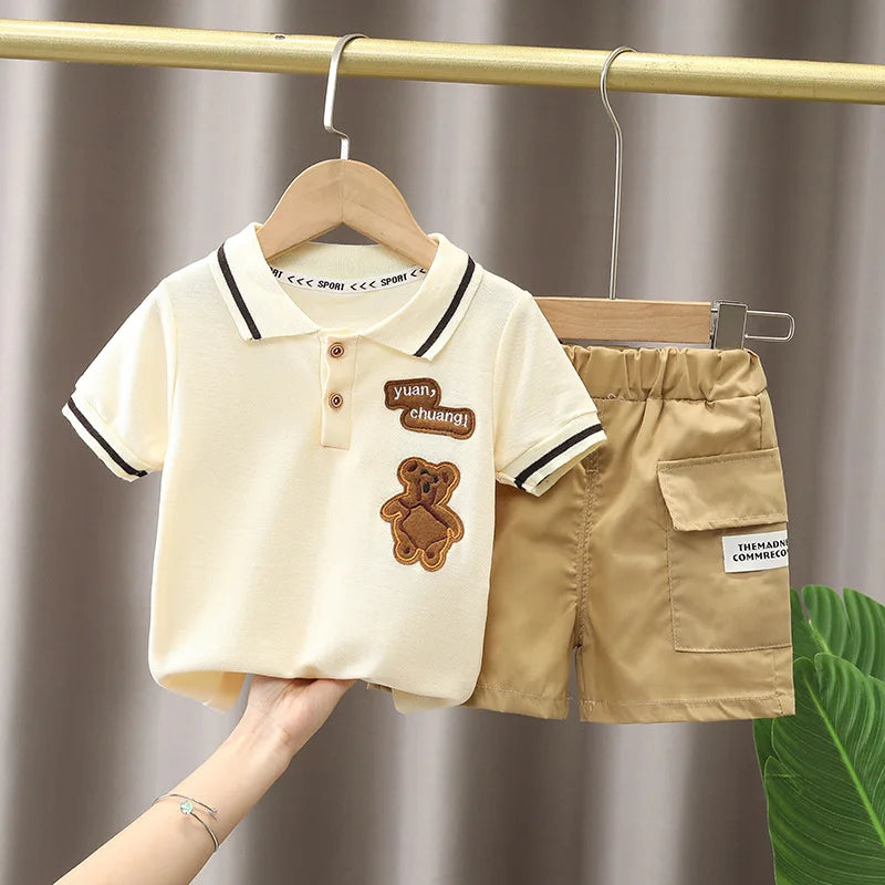 Conjunto de ropa para bebé niño, camiseta y pantalones cortos, conjunto de ropa de verano para niño pequeño, bonito conjunto de ropa de dibujos animados para bebé niño, camiseta y pantalones