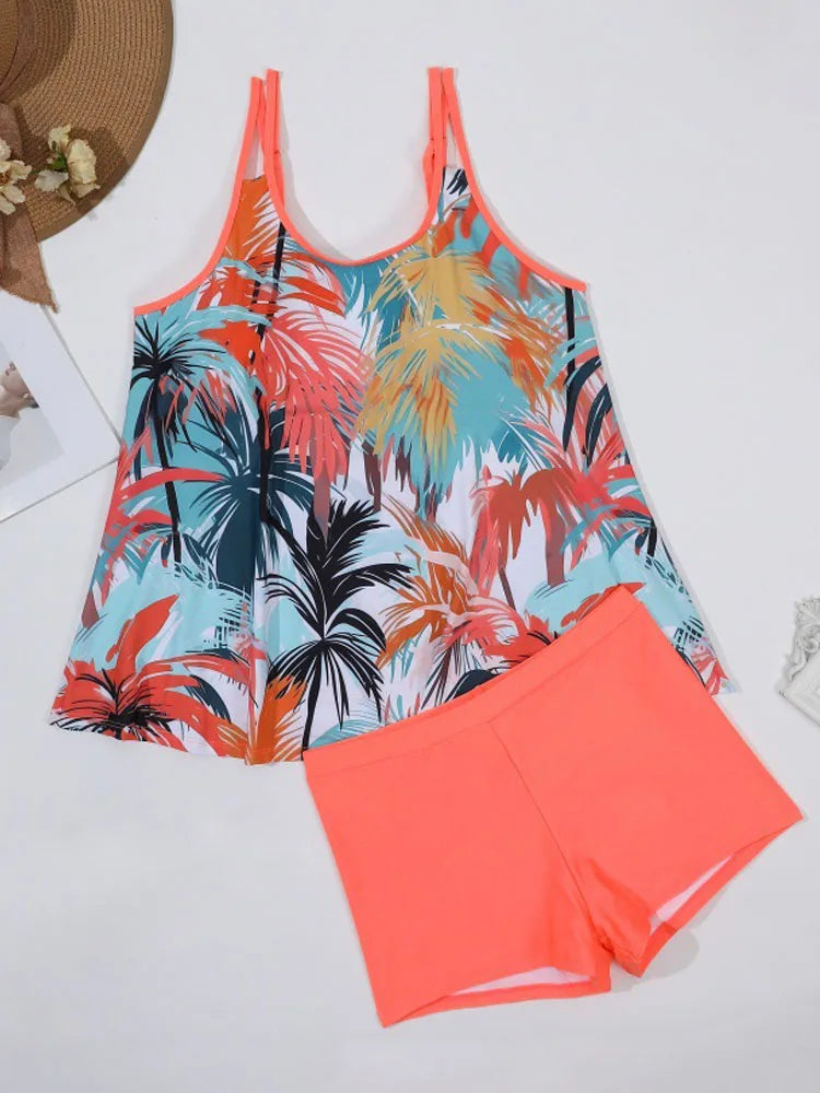 VigoJany 2025 Traje de baño brasileño de dos piezas con estampado sexy de talla grande para mujer, tankini con tirantes y escote en V, traje de baño grande para playa