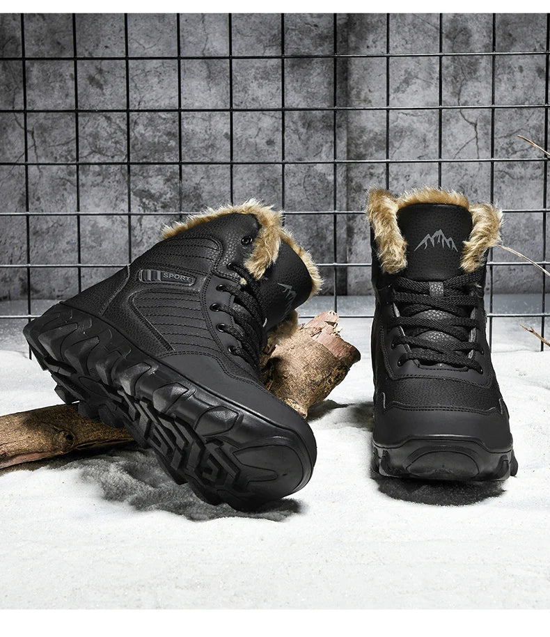 Botas de invierno para hombre, zapatillas cálidas, impermeables, antideslizantes, de felpa, de cuero, talla grande 48, novedad de 2024