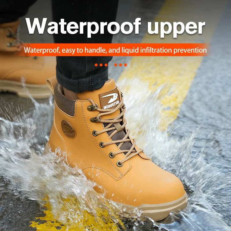 Zapatos con puntera de acero para hombre y mujer, zapatillas ligeras con puntera de acero antiaplastamiento, botas de trabajo indestructibles, calzado de seguridad para la construcción.