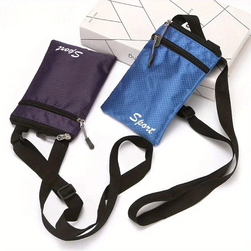 Bolsa deportiva inclinada para teléfono: bolsa multifuncional con correa ajustable de fibra de poliéster duradera, perfecta para uso diario, color aleatorio
