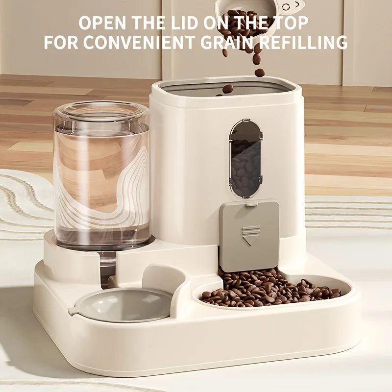 Dispensador de comida para gatos 2 en 1, agua y comida integrados, totalmente automático, dispensador de comida y agua para gatos, bonito dispensador de agua.